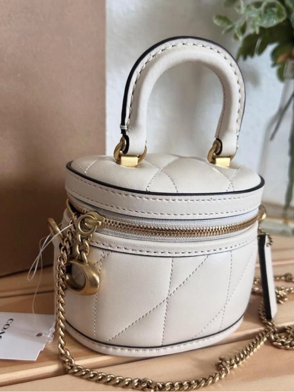 NWT🧸Coach Trail Mini Nappa Crossbody Bag 12 With Pillow Quilting in Chalk CU144 - Picture 4 of 7